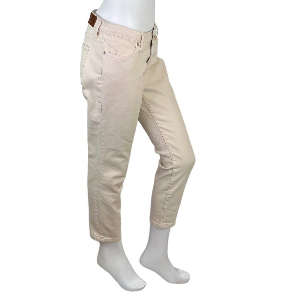Fossil Pencil Cropped Denim Jeans in Cream Linen Size 28